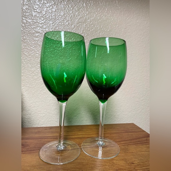 Dining Emerald Green Holiday Wine Glasses Vintage Wine Glasses With